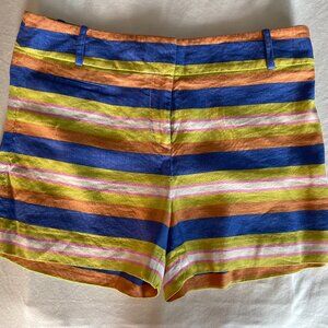 Ann Taylor LOFT Linen “The Riviera” Colorful Striped Shorts – Size 6 | Excellent